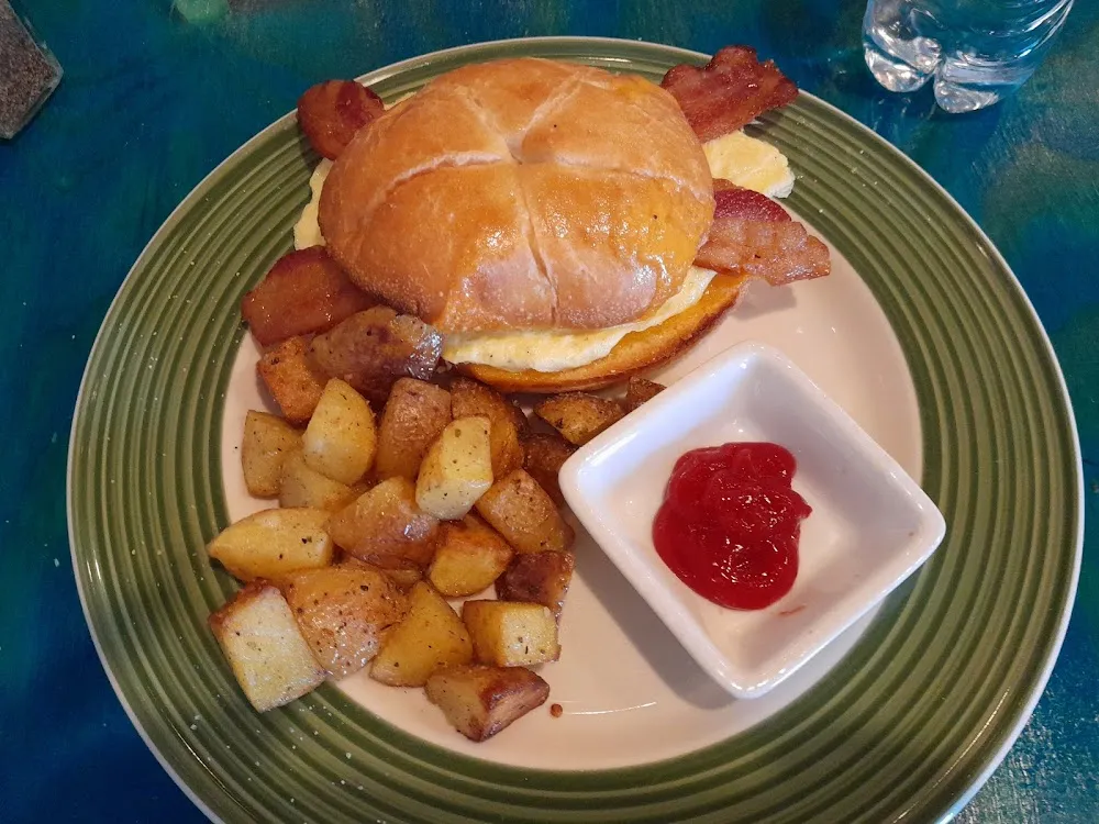 Bacon an Egg Sandwich with Country Potatoes